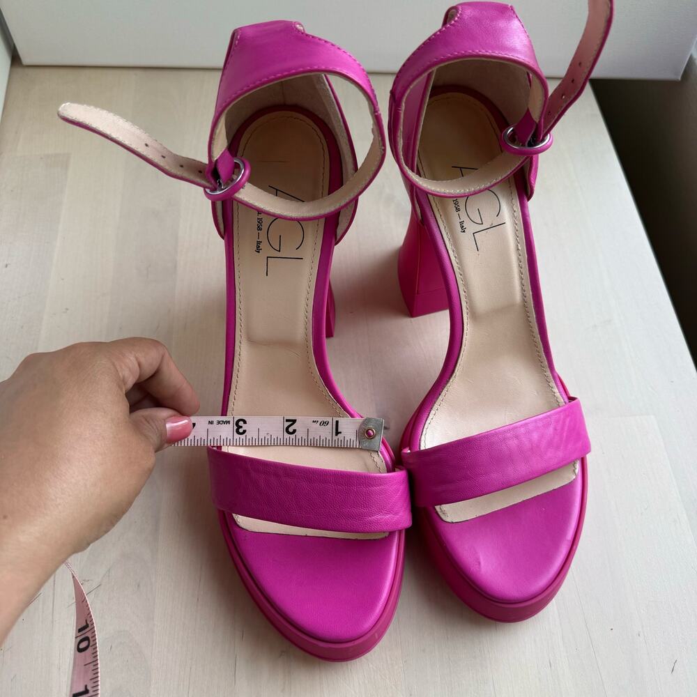 AGL Janis 110 Hot Pink Leather Platform Sandals Size 40 / US 10 - Picture 10 of 12